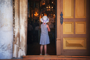 Little girl and church