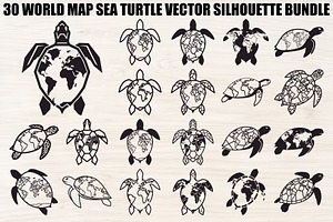 World Map Sea Turtle Bundle