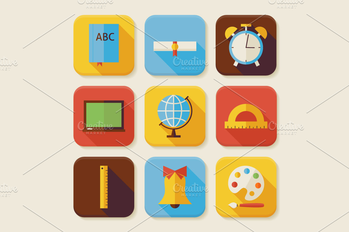 Education School Vector Flat Icons, an Icon by Anna_leni (Photo 4 of 7)