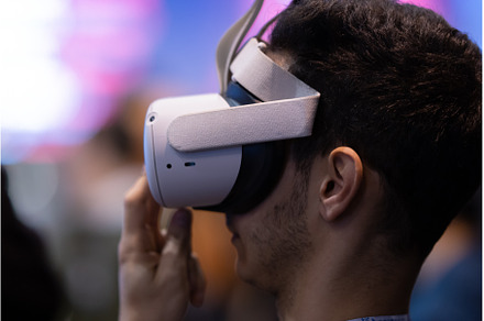 A guy wearing VR glasses at game, a Sports & Recreation Photo by Barcelona_dreams