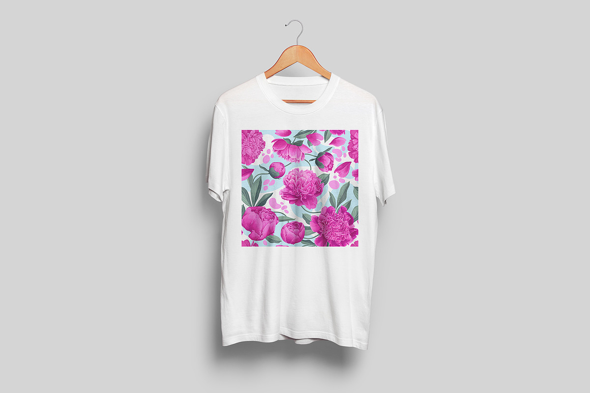 Pink Peonies & Splashes Pattern, a Pattern Graphic by MarynaPetrovska (Photo 8 of 12)