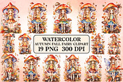 Autumn Fall Fairy Watercolor Clipart, a Seasonal Illustration by Craft Nest (Thumbnail 1 of 5)