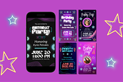 Neon Birthday Party Instagram Story, a Templates & Theme by TemplateCastleStore (Thumbnail 2 of 9)