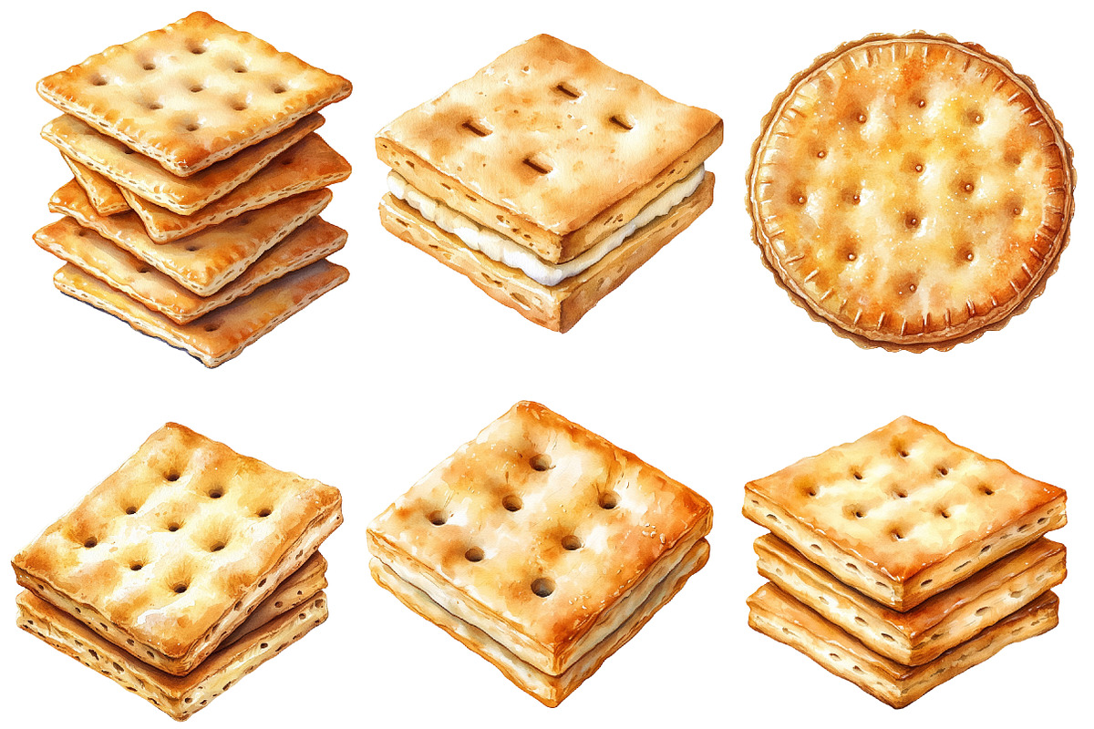 Cracker Watercolor Clipart, an Illustration by Designworld (Photo 6 of 7)