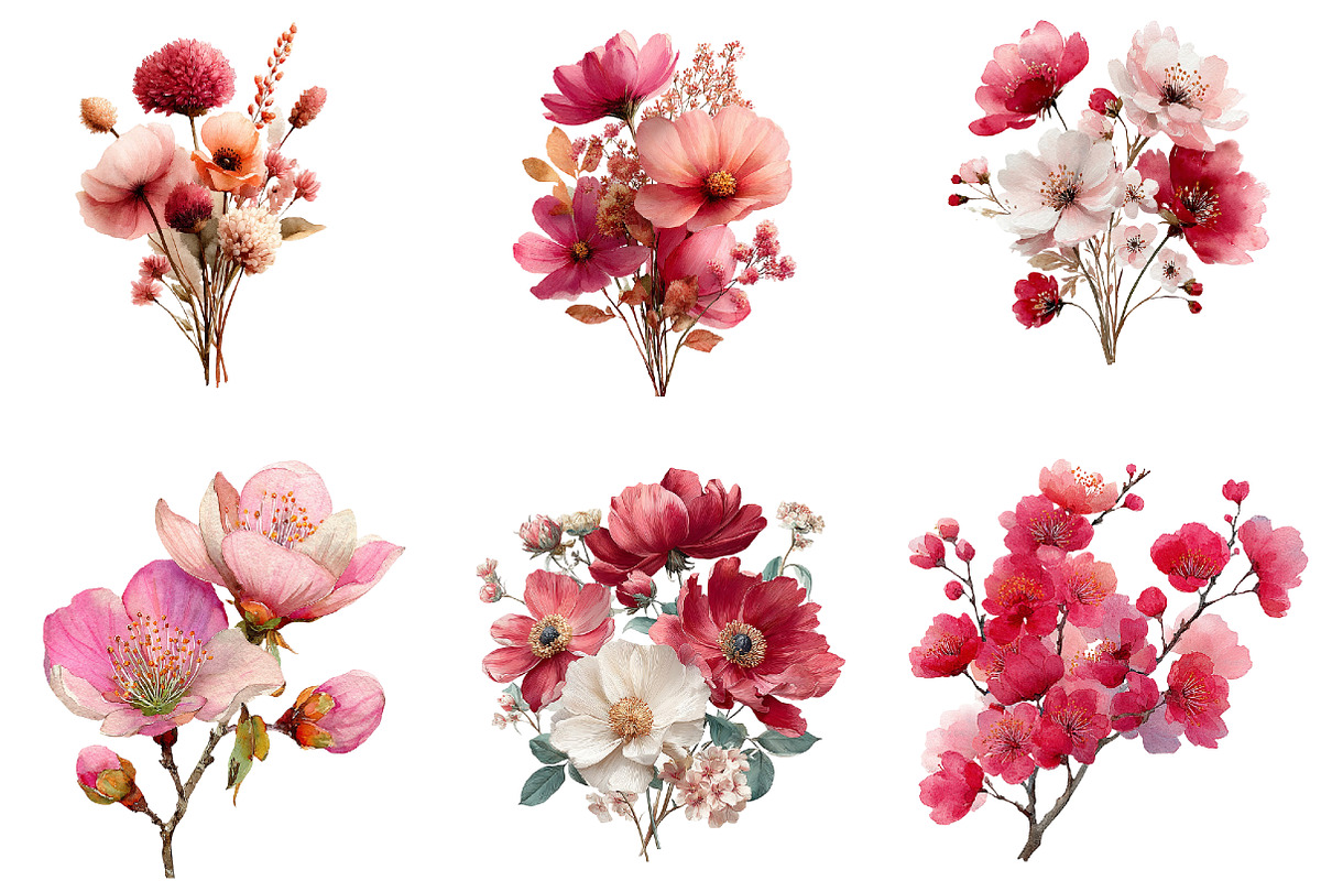 watercolor valentines wildflowers, an Illustration by DreamArtGraphic (Photo 4 of 4)