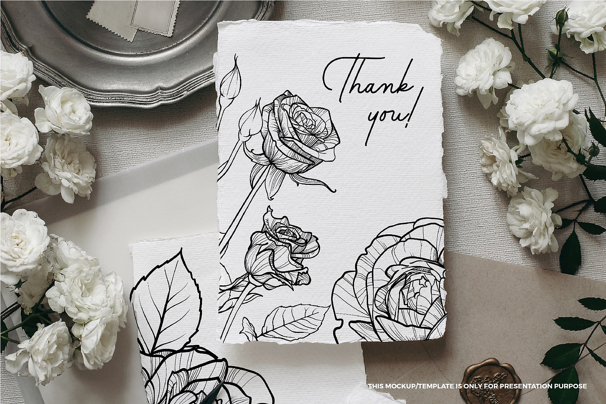 Hand drawn outline vector roses, a Decorative Illustration by MuzaInspires (Photo 3 of 5)