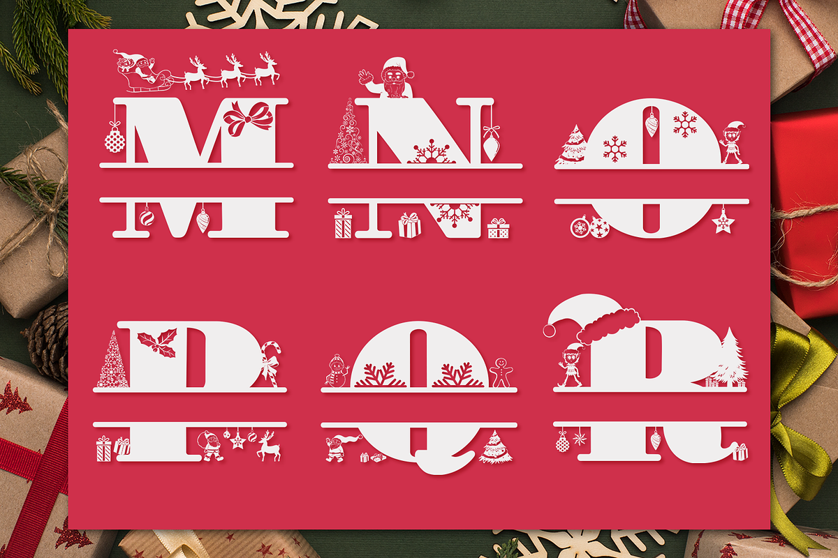 Christmas Monogram Font preview 5