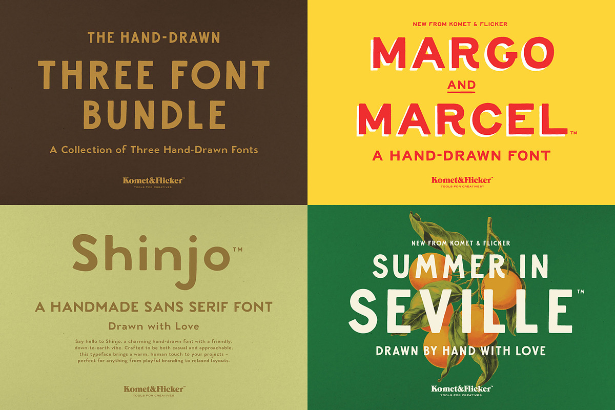 The Hand-drawn Three Font Bundle, a Font by Komet & Flicker (Photo 1 of 13)