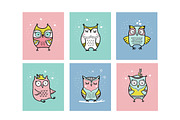 Cute Owls Clipart, a Decorative Illustration by Teneresa (Thumbnail 4 of 7)
