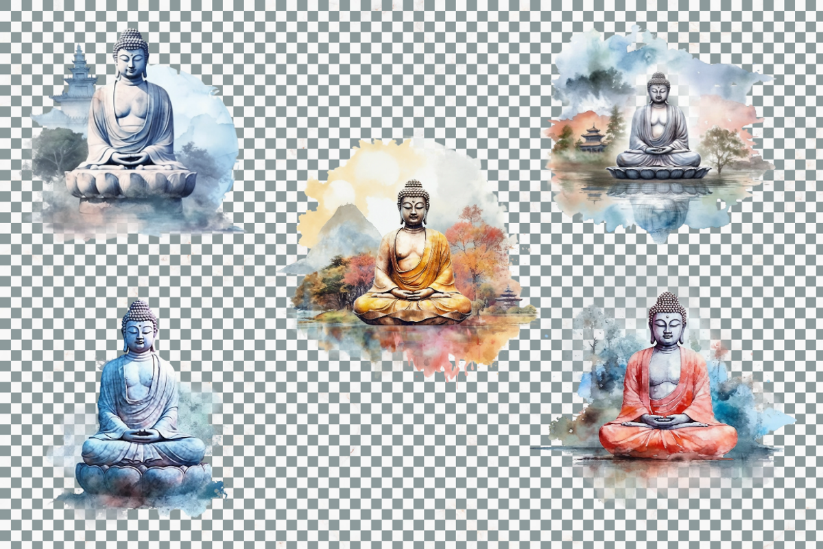 Watercolor Buddha Clipart, an Illustration by Mash Mash Stickers (Photo 8 of 9)
