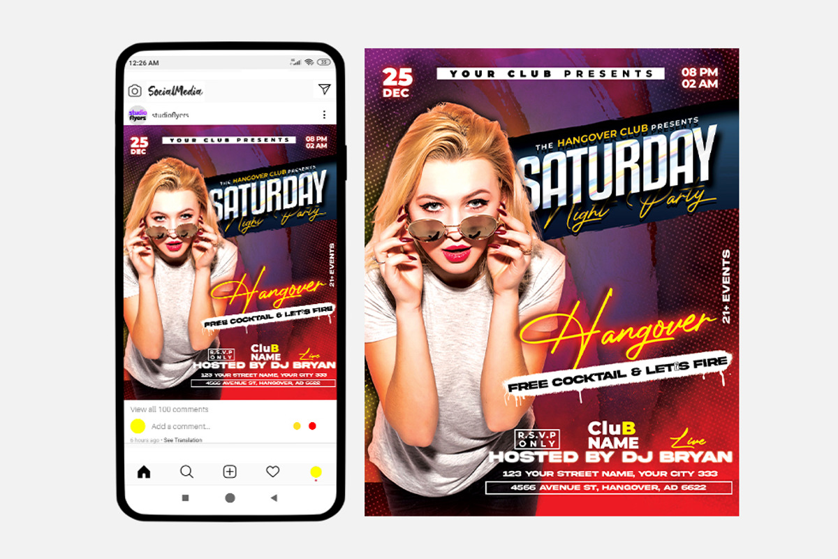 Saturday Cocktail Night Flyer (PSD), a Flyer Template by studioflyers.com (Photo 1 of 2)