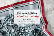 Crimson & Silver Botanical Scarf, an Object Graphic by ilustrinna (Thumbnail 1 of 9)