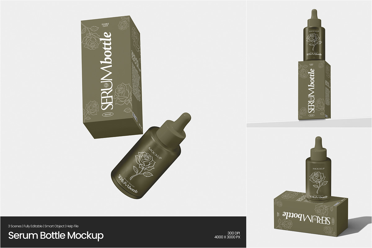 Serum Bottle Mockup, a Packaging Mockup by Permadi Creative (Photo 1 of 5)