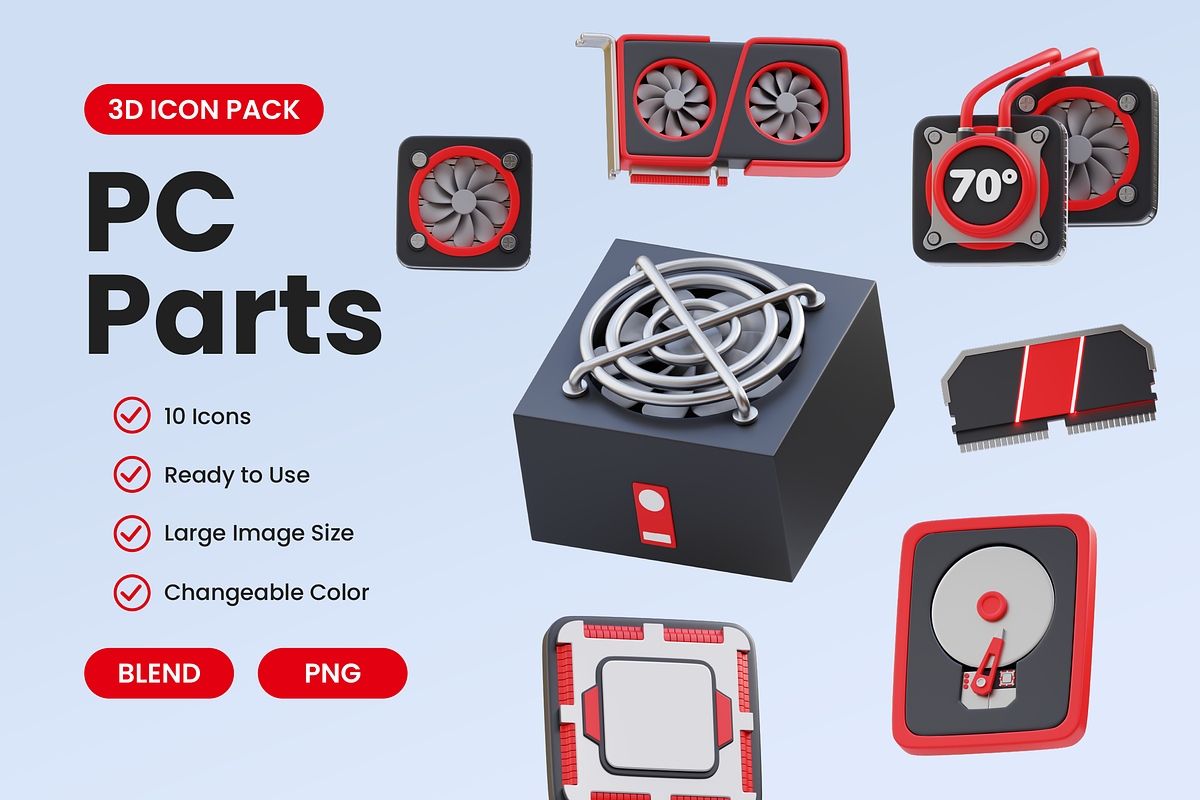 PC Parts 3D Icon Pack, an Object 3D Model by Bartama Graphic (Photo 1 of 2)