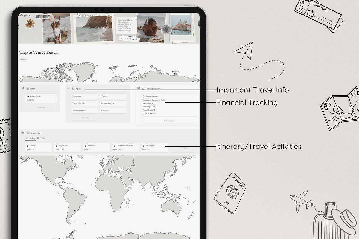 Notion Travel Planner, a Websites & App Template by Asha Glenn Design Studio (Photo 3 of 11)