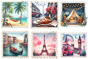 Watercolor Travel Postage Stamp PNG, an Illustration by Designking (Thumbnail 3 of 4)