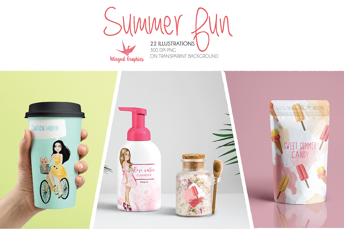 Summer days watercolor illustrations, a Person Illustration by Winged Graphics (Photo 2 of 3)