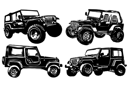 4 Jeep Sketches, a Transportation Illustration by Deezguizer