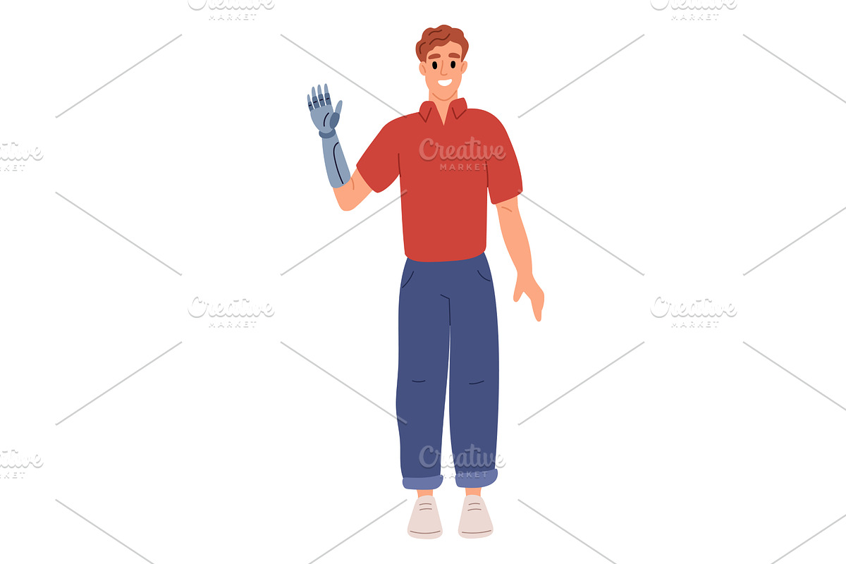 Disabled man with prosthetic bionic, a Healthcare Illustration by Vectorbuum