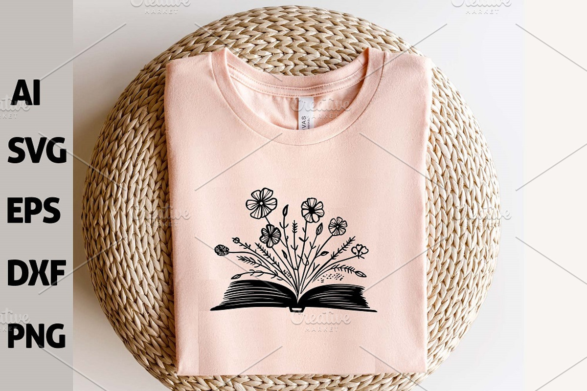 24 Floral Book SVG, Book with Flower, a Decorative Illustration by FancyDesignStudio (Photo 7 of 9)