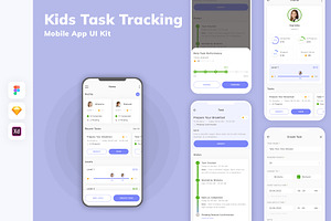 Kids Task Tracking Mobile App UI Kit