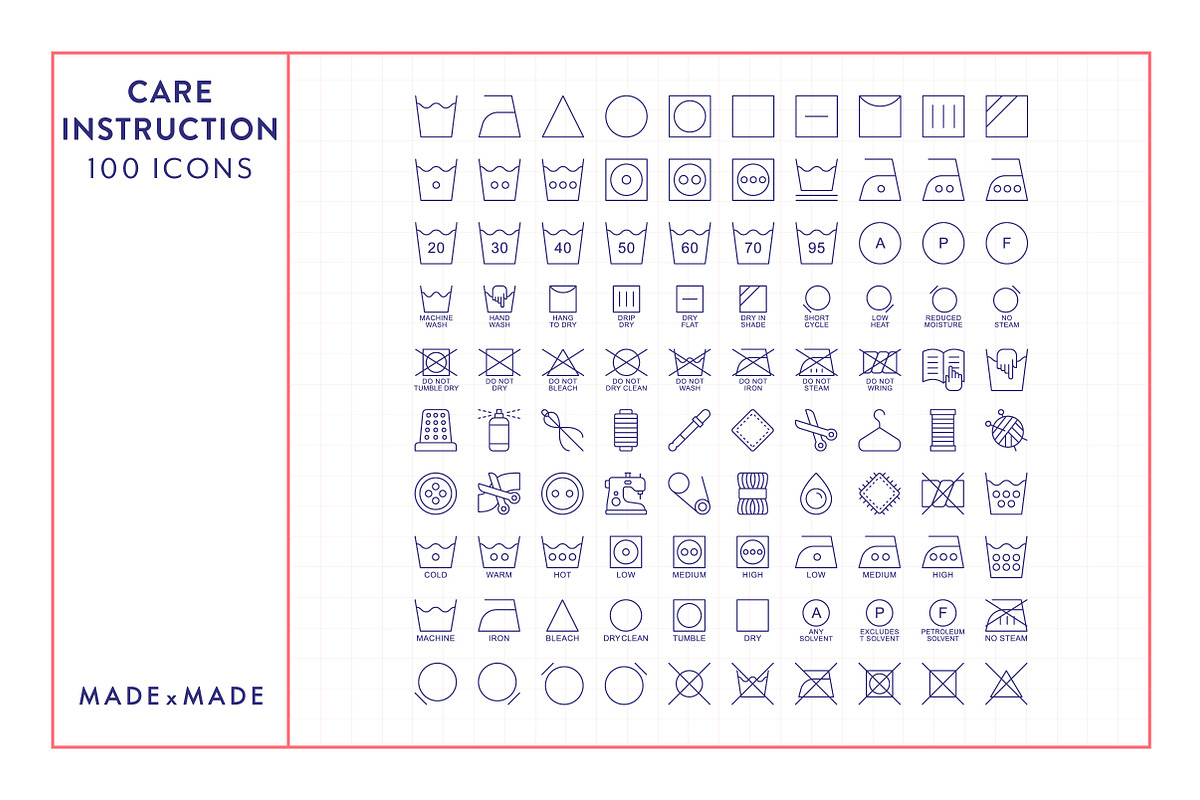 Care Instructions Line Icons, an Outline Icon by Made by Made (Photo 5 of 8)