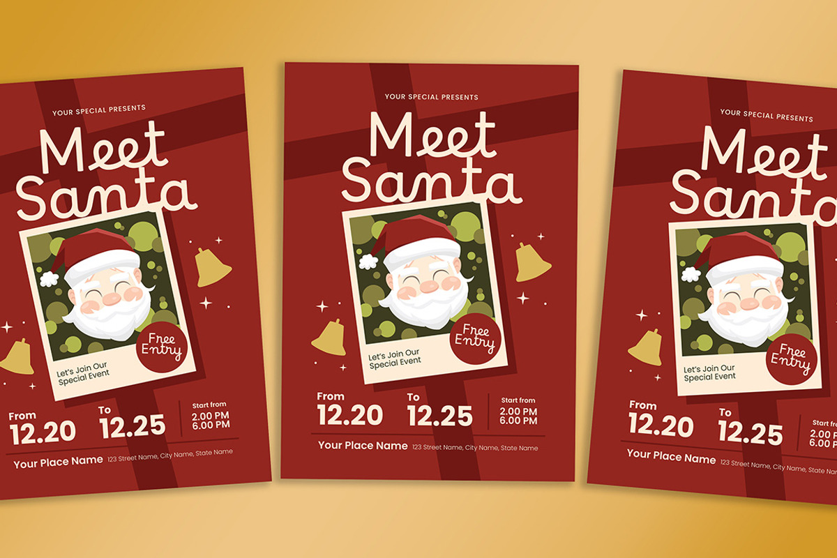 Meet Santa Event Flyer, a Flyer Template by Gumico Studio. (Photo 1 of 3)