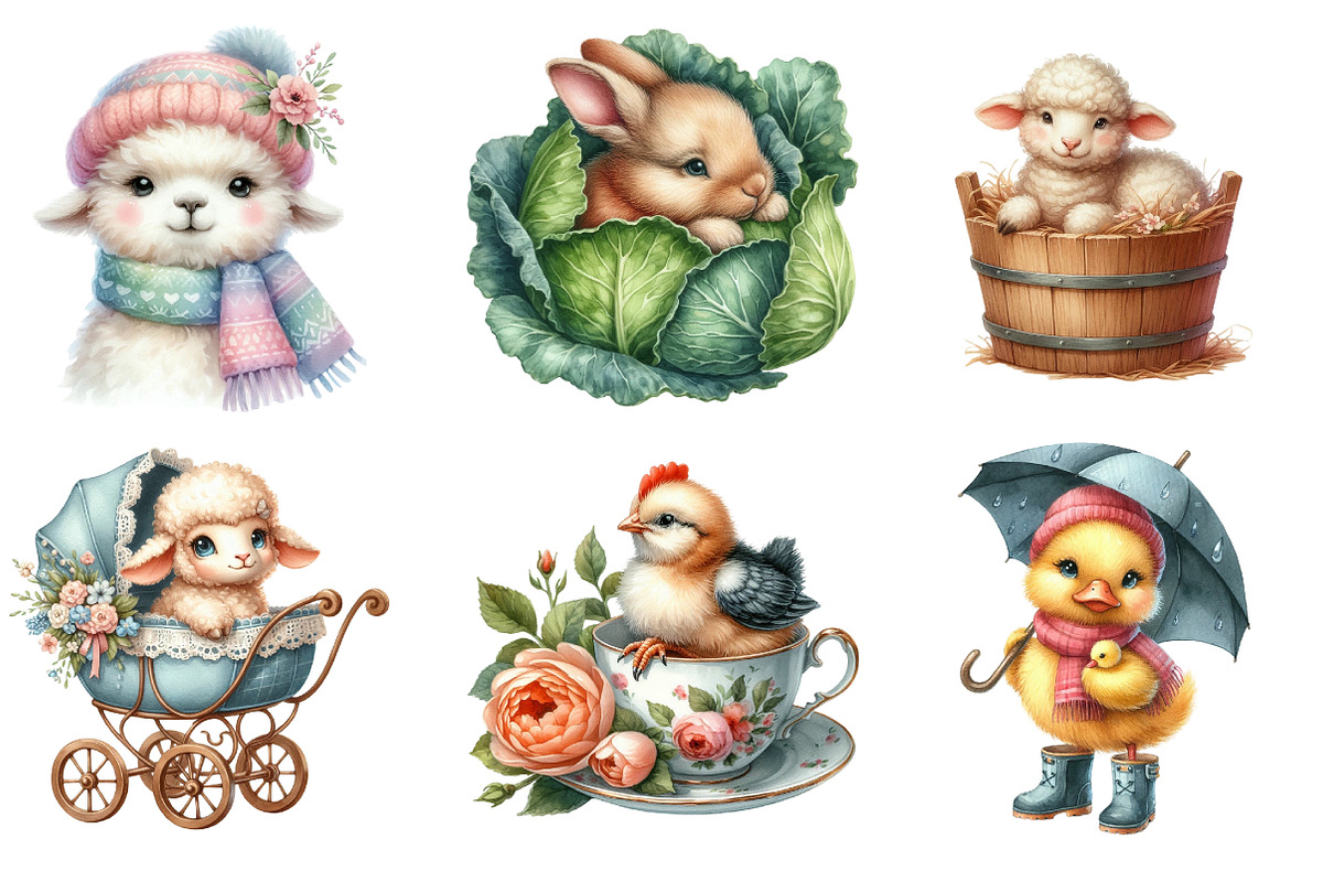 Farm Animals Baby Nursery Clipart, an Illustration by SinaCreation (Photo 2 of 5)