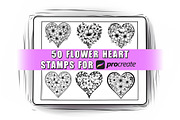 50 Flower Hearts Procreate Stamps, a Brush Add-On by Procreate Sale (Thumbnail 1 of 6)