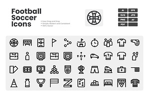 Soccer Match & Tactics Icons, an Outline Icon by erifqizeicon