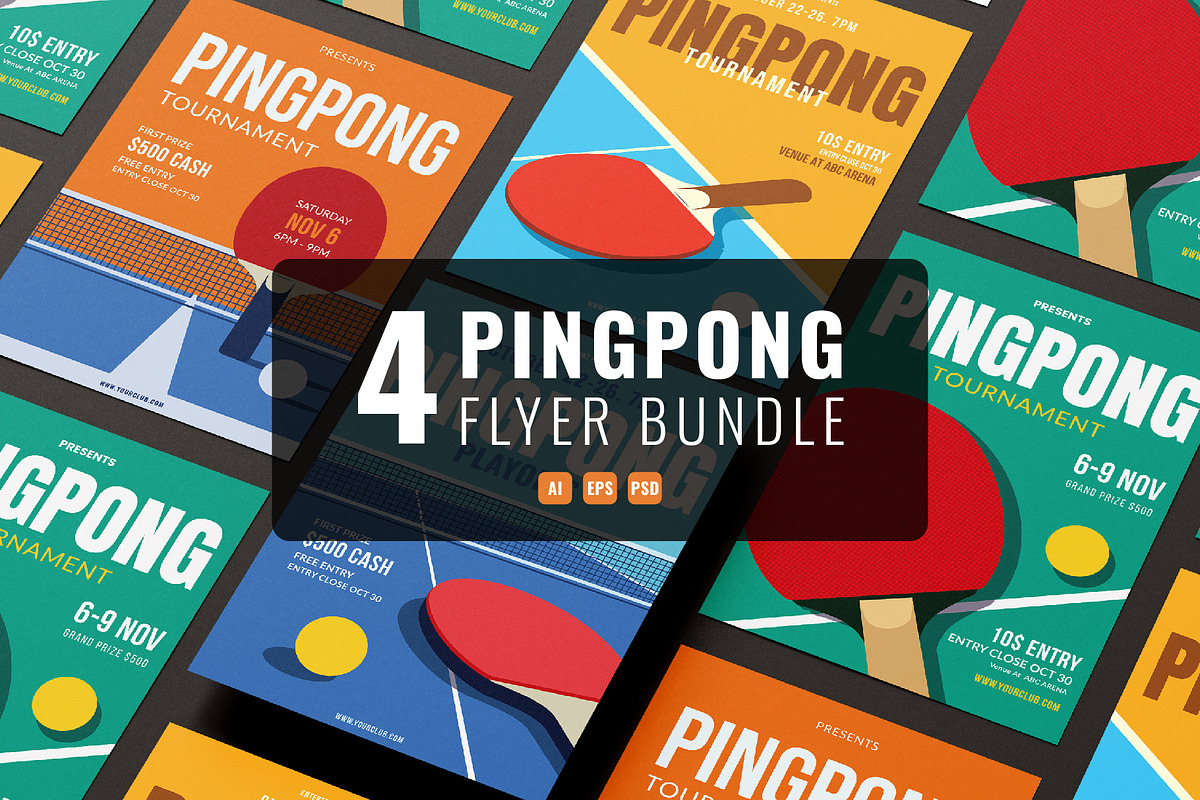 4 Pingpong flyer template Bundle, a Flyer Template by Sandypramana (Photo 1 of 3)