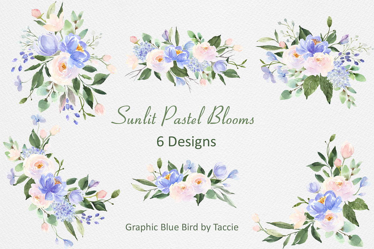 Pastel Flowers in Pink and Blue, an Illustration by Graphic Blue Bird (Photo 2 of 7)