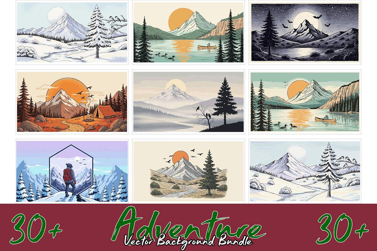 Artistic mountain landscape Bundle, a Background Graphic by Sofia's Fashion (Photo 3 of 4)