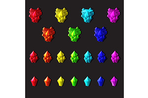 Set of magic crystals cartoon style, an Illustration by piter.goskov