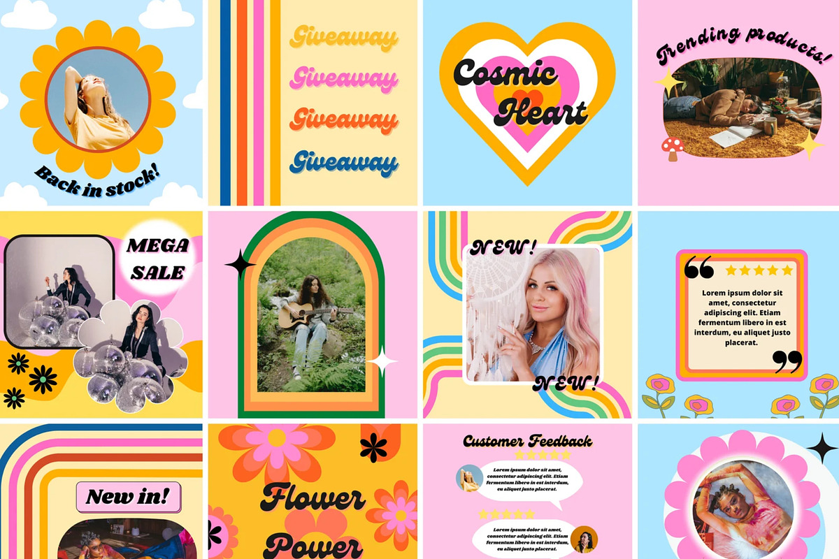 70s Aesthetic Instagram Templates, a Social Media Template by PLANETSEL (Photo 3 of 5)
