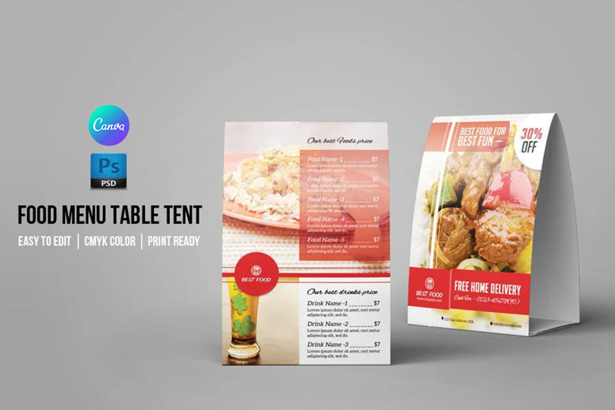 Restaurant Table Tent Template-V02, a Stationery Template by Template Shop (Photo 1 of 5)