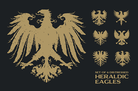6 Distressed Heraldic Eagles
