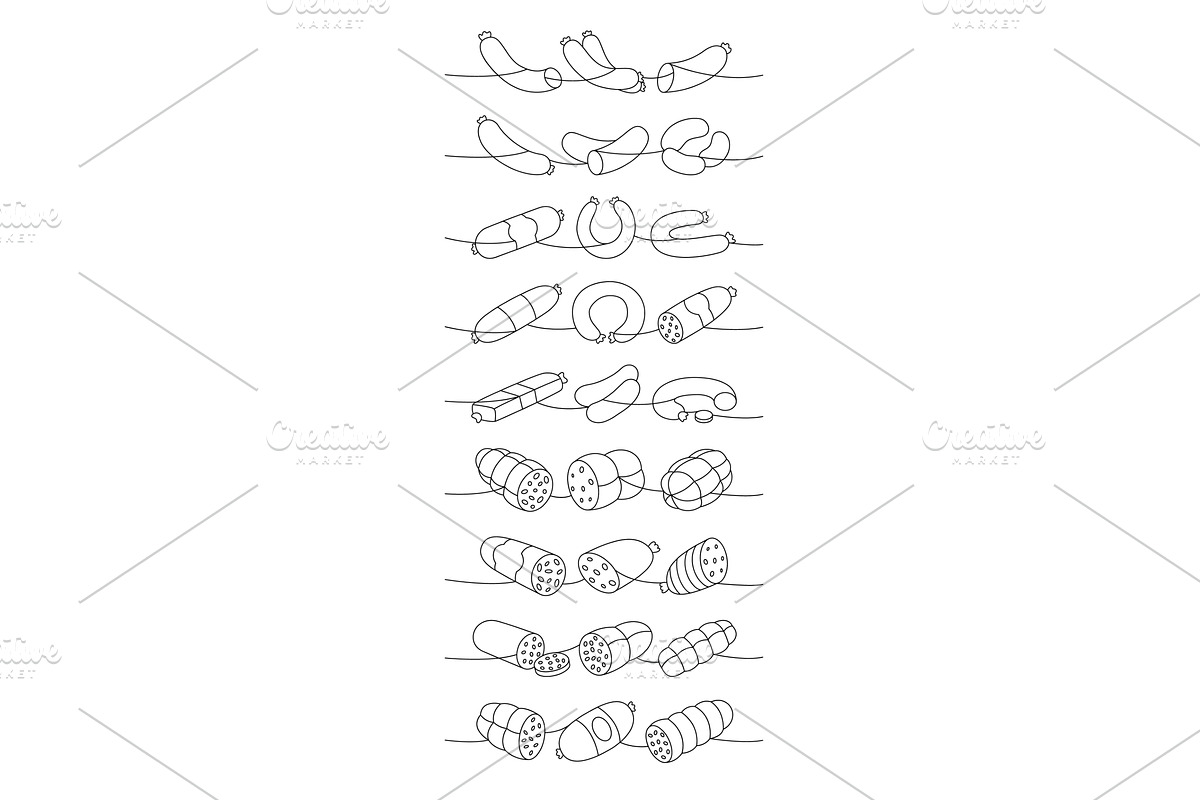 Set of sausages products. Butchery, a Food Illustration by GraphiShop