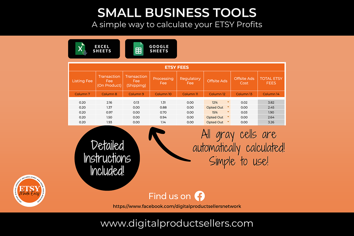 Etsy Fees and Profit Calculator, a Templates & Theme by Jennifer Magri Templates (Photo 4 of 7)