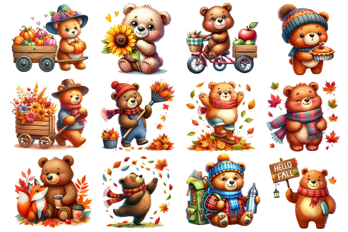 Cute Bear Character in Autumn Season, an Illustration by Dream Creation (Photo 2 of 4)