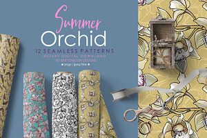 Summer Orchids Seamless Patterns