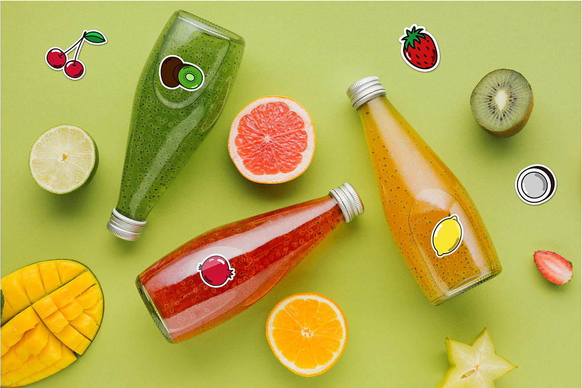 Fruit and Vegetable stickers bundle, a Food Illustration by Olha ZS (Photo 4 of 6)