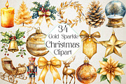 Watercolor Gold Sparkle Christmas, an Illustration by DreamPrint404 (Thumbnail 1 of 7)