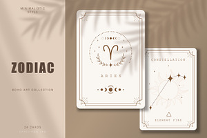 Zodiac signs and constellations card