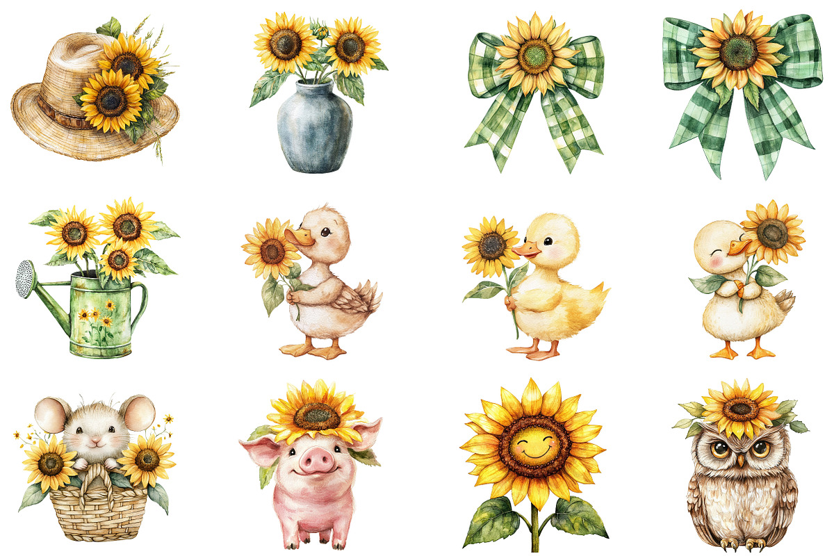 Watercolor Sunflower Clipart, an Illustration by CitraGraphics (Photo 5 of 5)