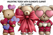 Valentine Teddy With Elements Bundle, an Illustration by Creative Art (Thumbnail 1 of 10)