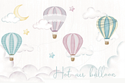 Hot air Balloon digital watercolor, an Illustration by Lolytop Studio (Thumbnail 1 of 5)