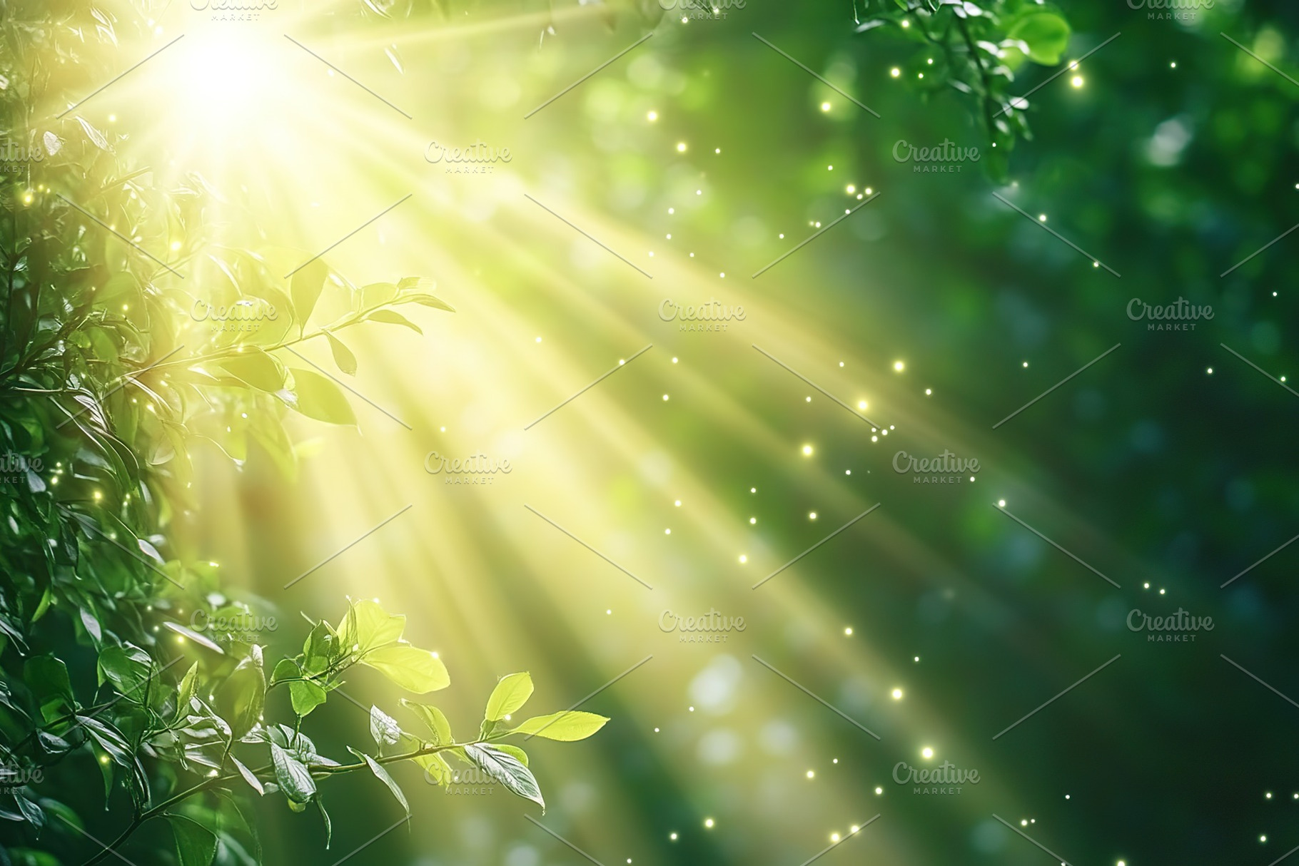 Green tree leaves with sunlights in summer park, a Nature Photo by AlyaAnd