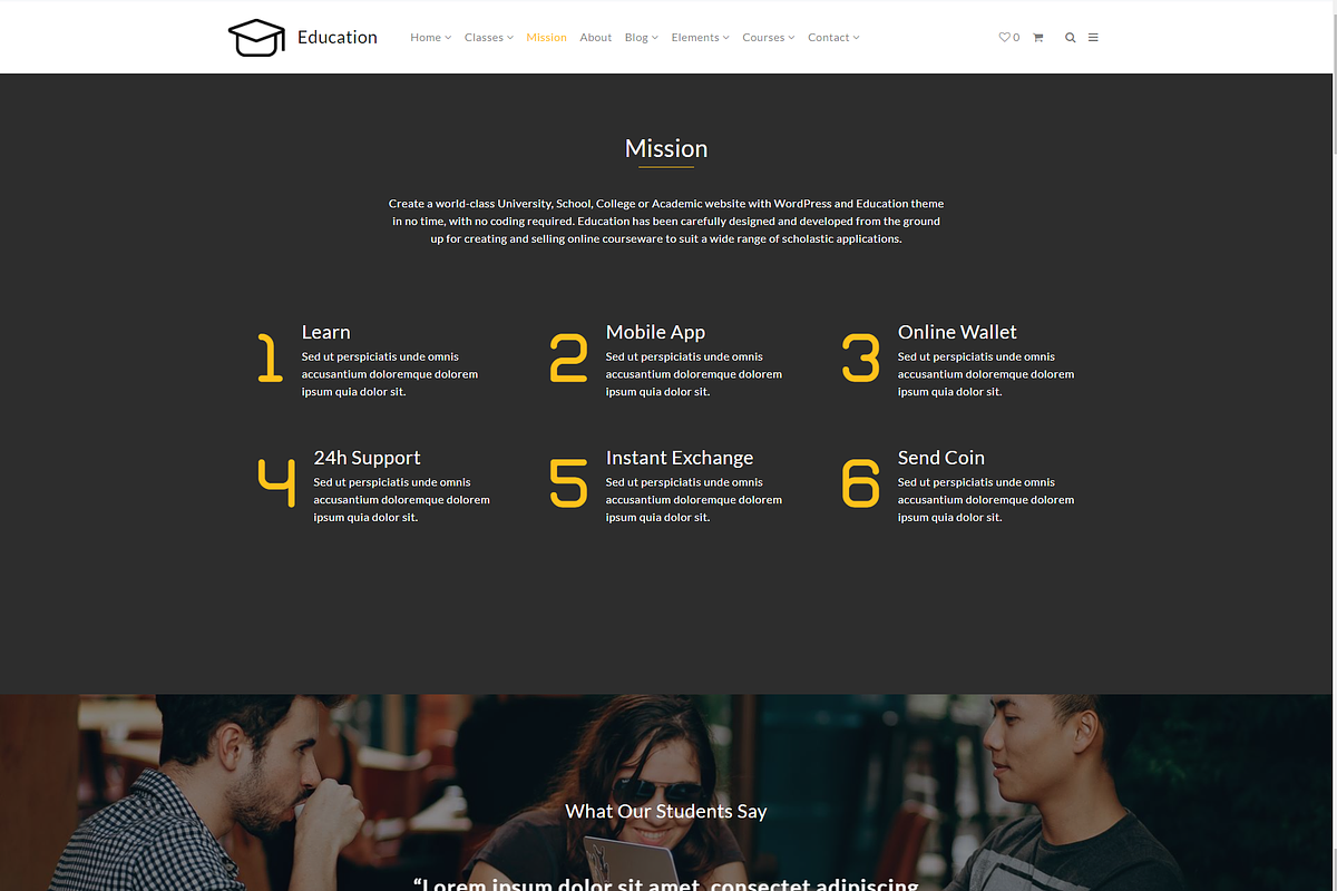 Education & Courses WordPress Theme, a WordPress Template by Visualmodo (Photo 17 of 41)