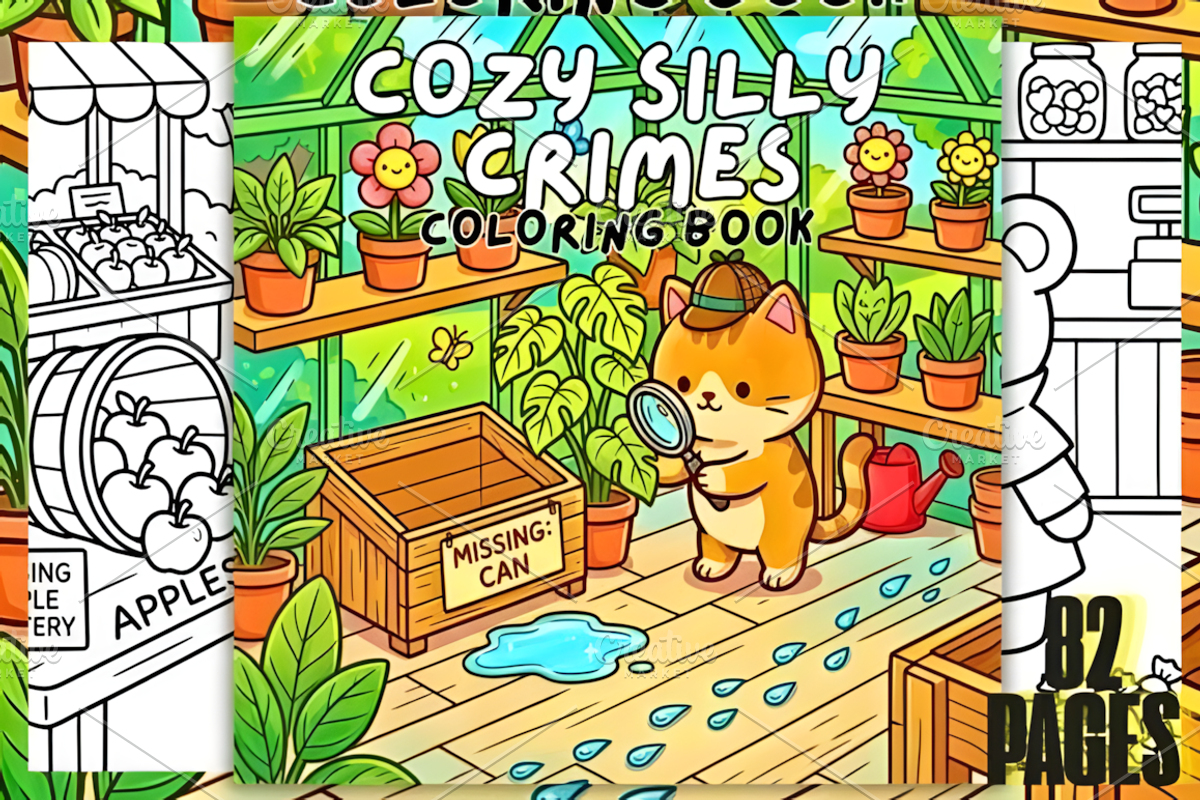 Cozy Silly Crimes Coloring Book, a Decorative Illustration by Design Station (Photo 1 of 3)